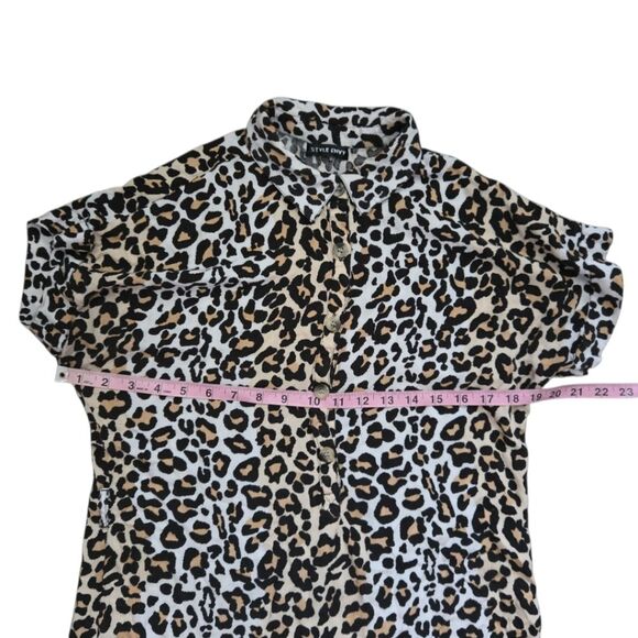 Style Envy Leopard Print Mini Button Front Dress - M - Picture 7 of 8